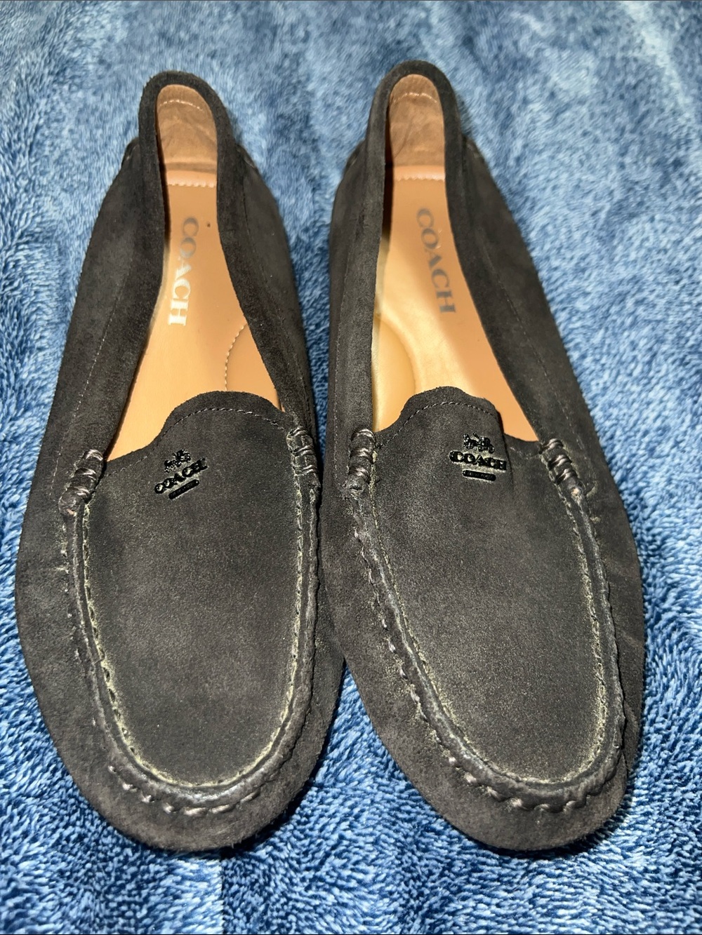 COACH Black Suede Moccasin Driving Loafers